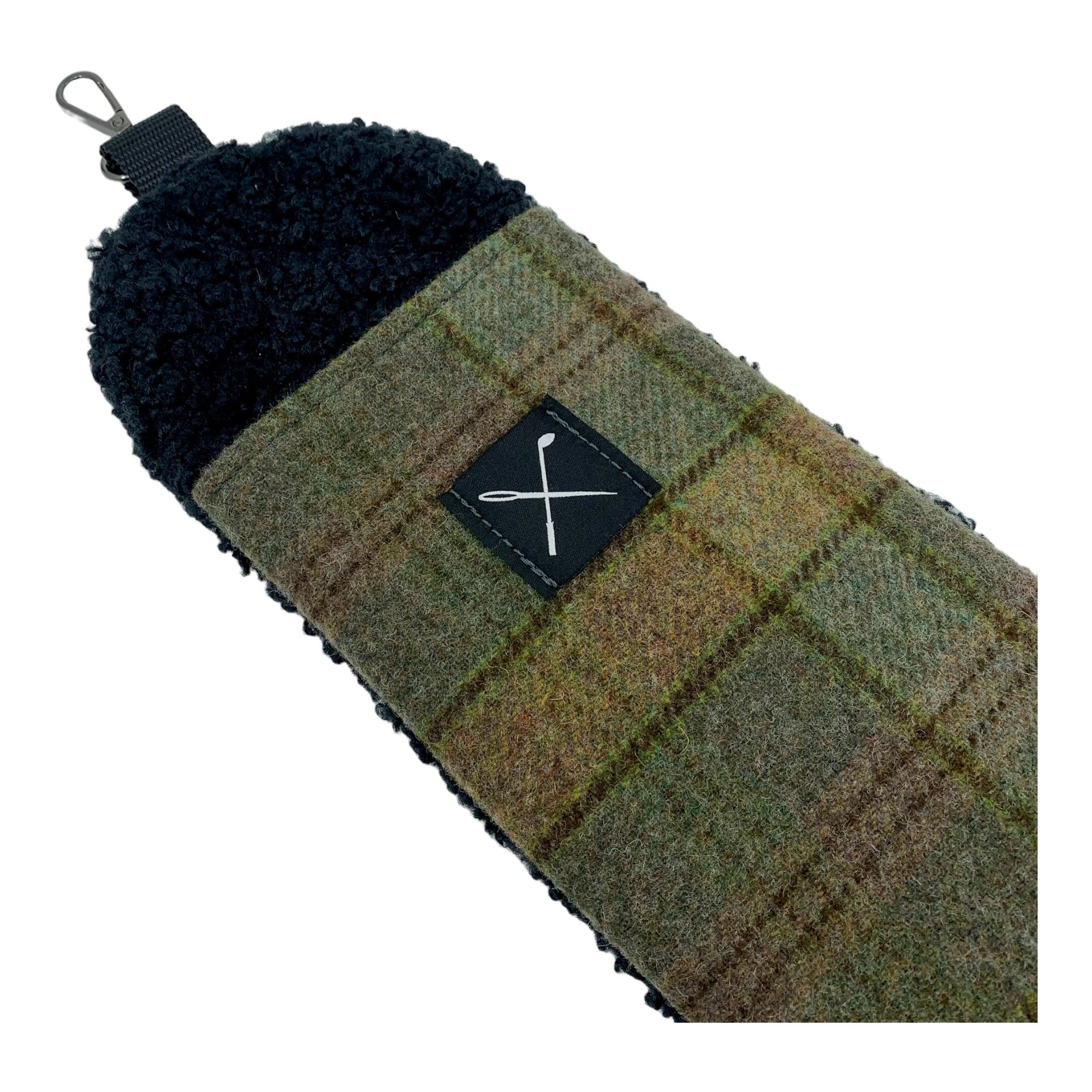 green and brown plaid golf bag strap cover