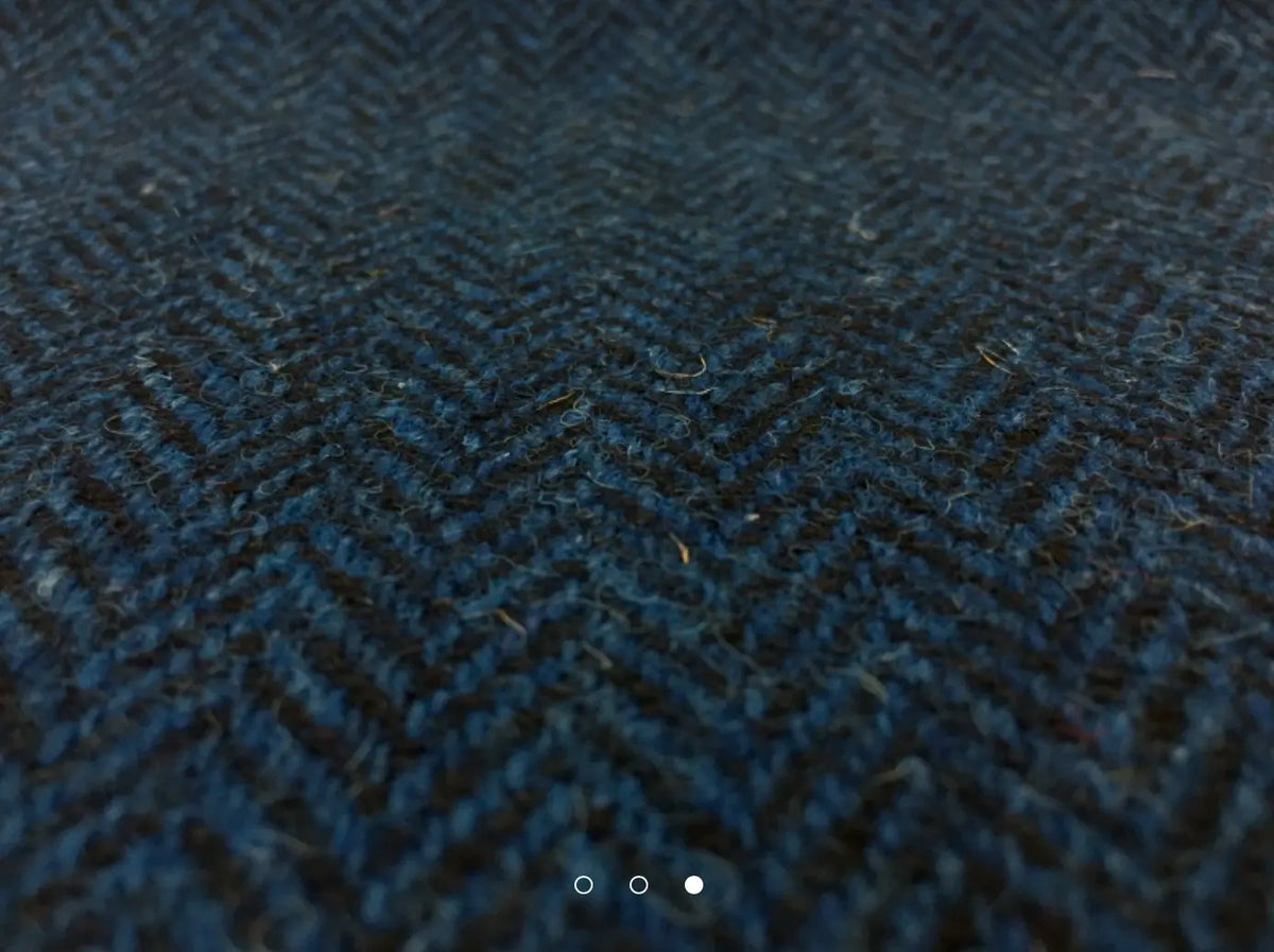 cerulean blue and black herringbone wool