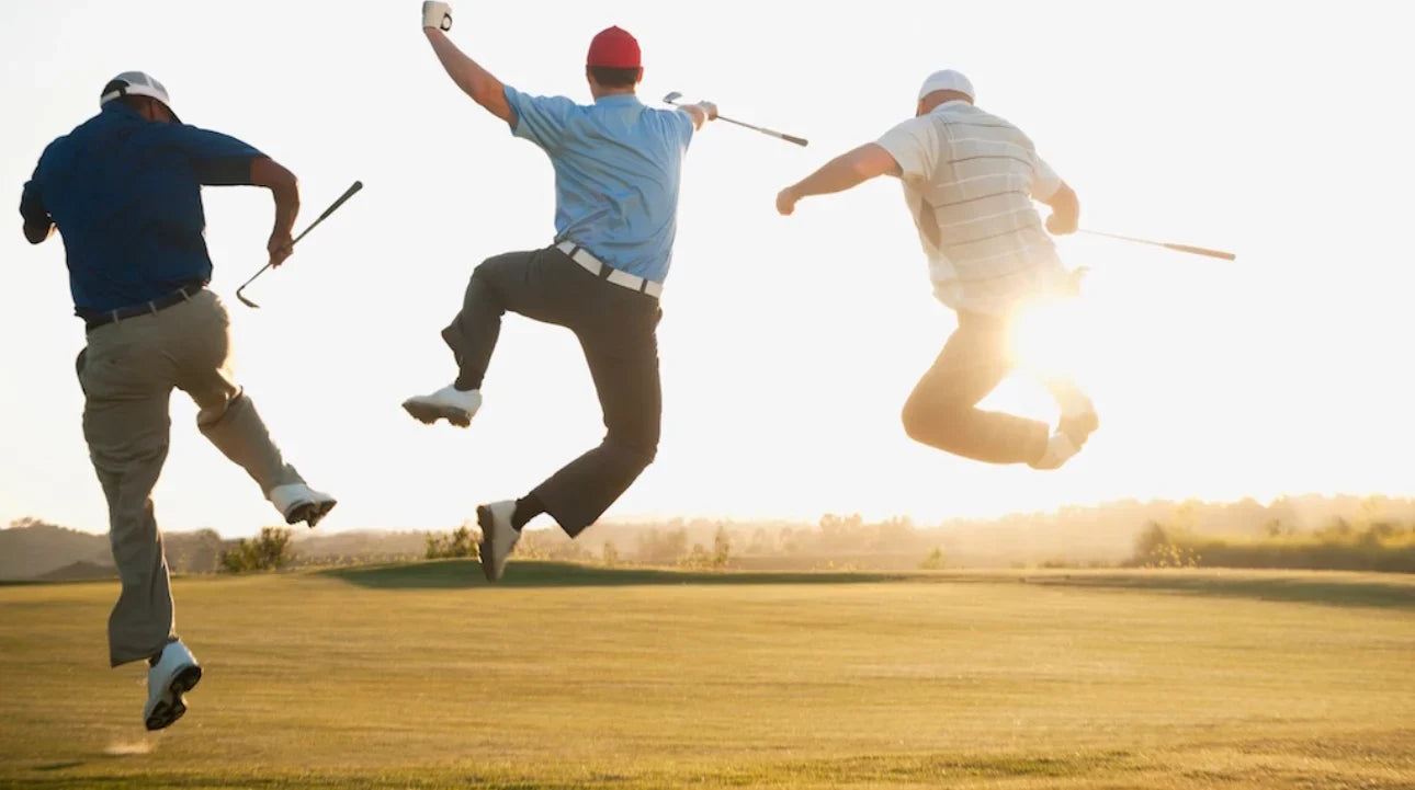 guys having fun playing golf