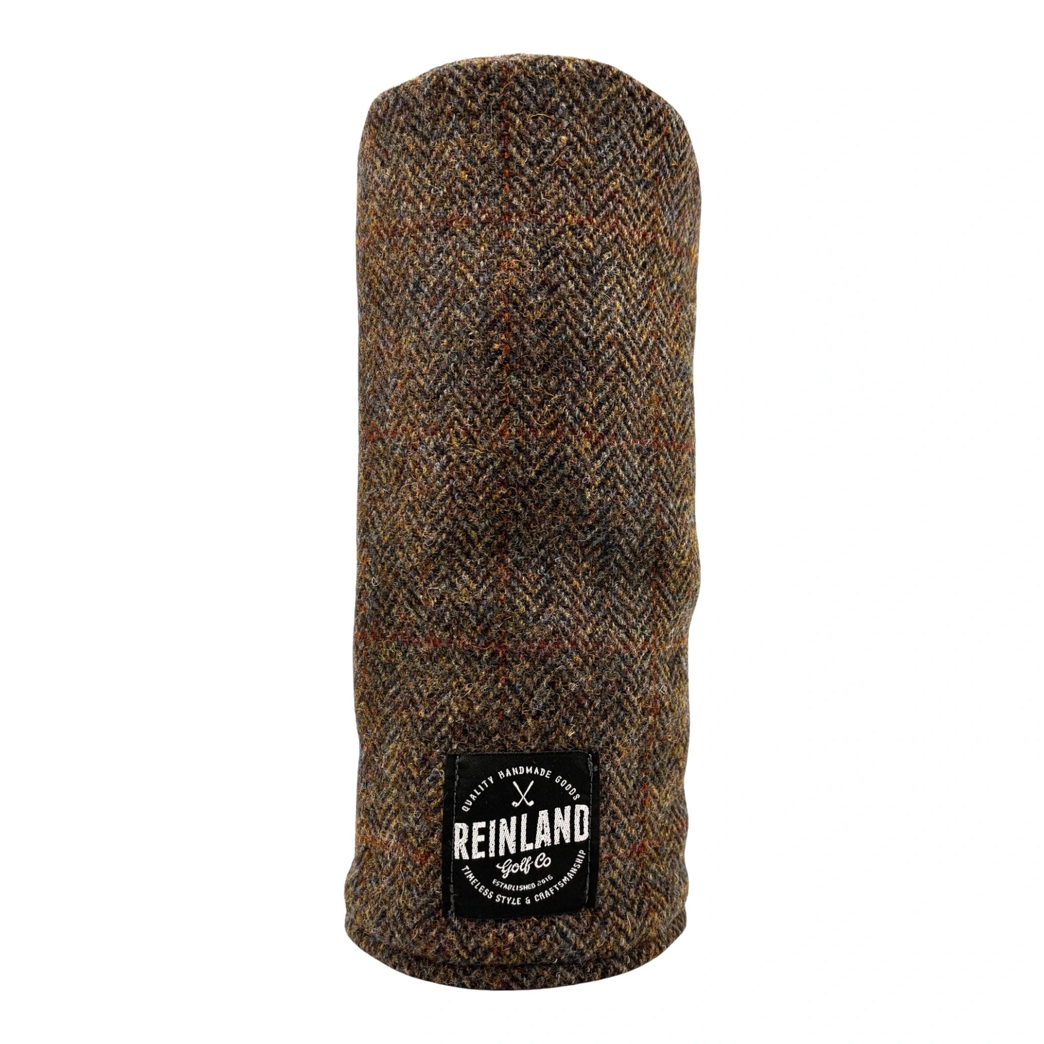 brown Harris Tweed wool herringbone windowpane golf headcover