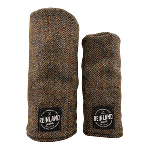 brown Harris Tweed wool herringbone windowpane golf headcover