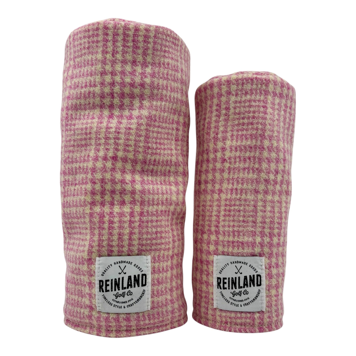 pink plaid Harris Tweed wool golf headcover