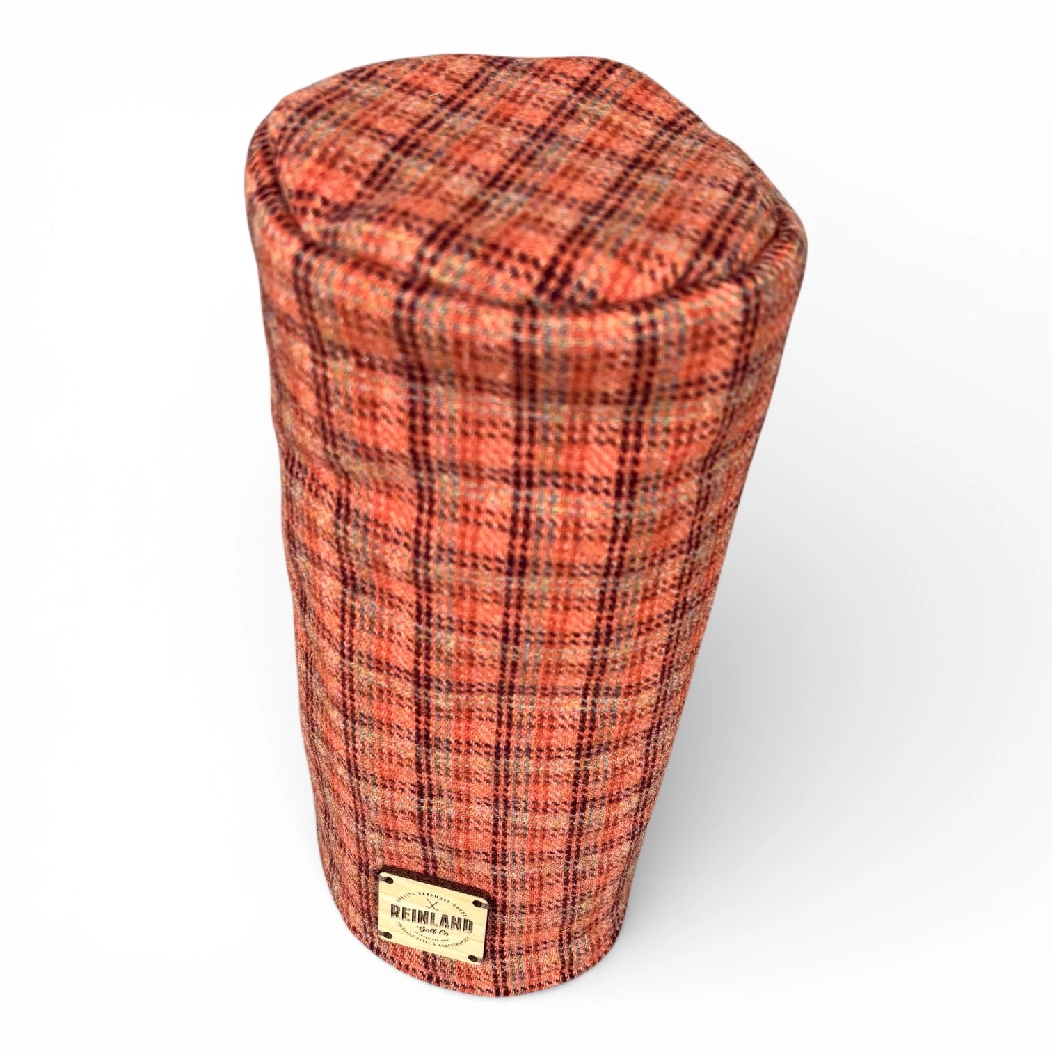 orange plaid barrel style golf headcover