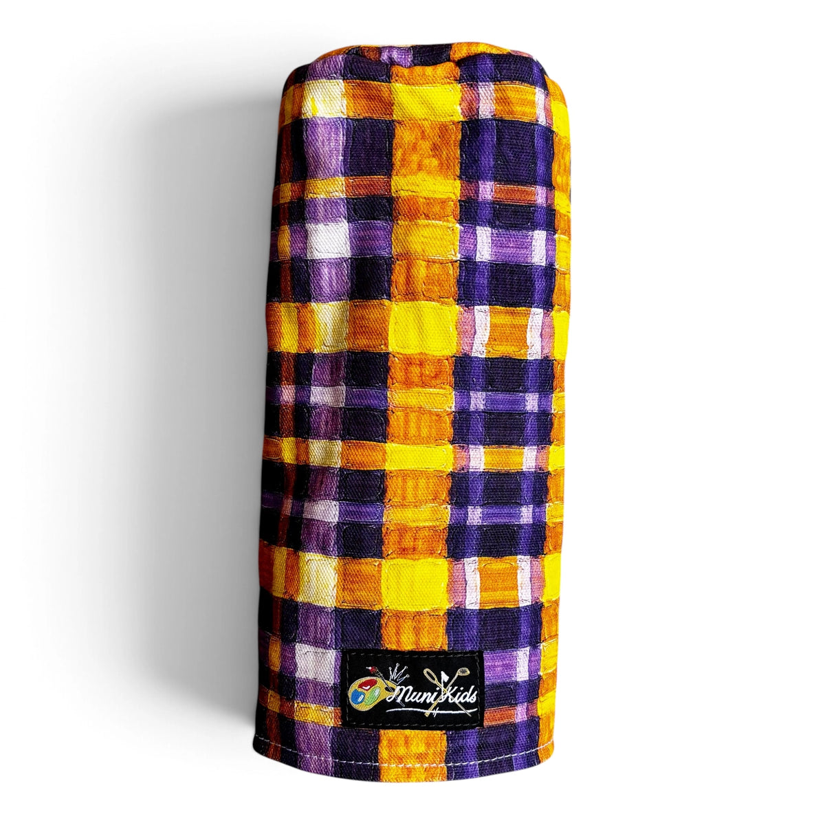 Purple and golf plaid canvas golf headcover