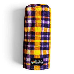 Purple and golf plaid canvas golf headcover