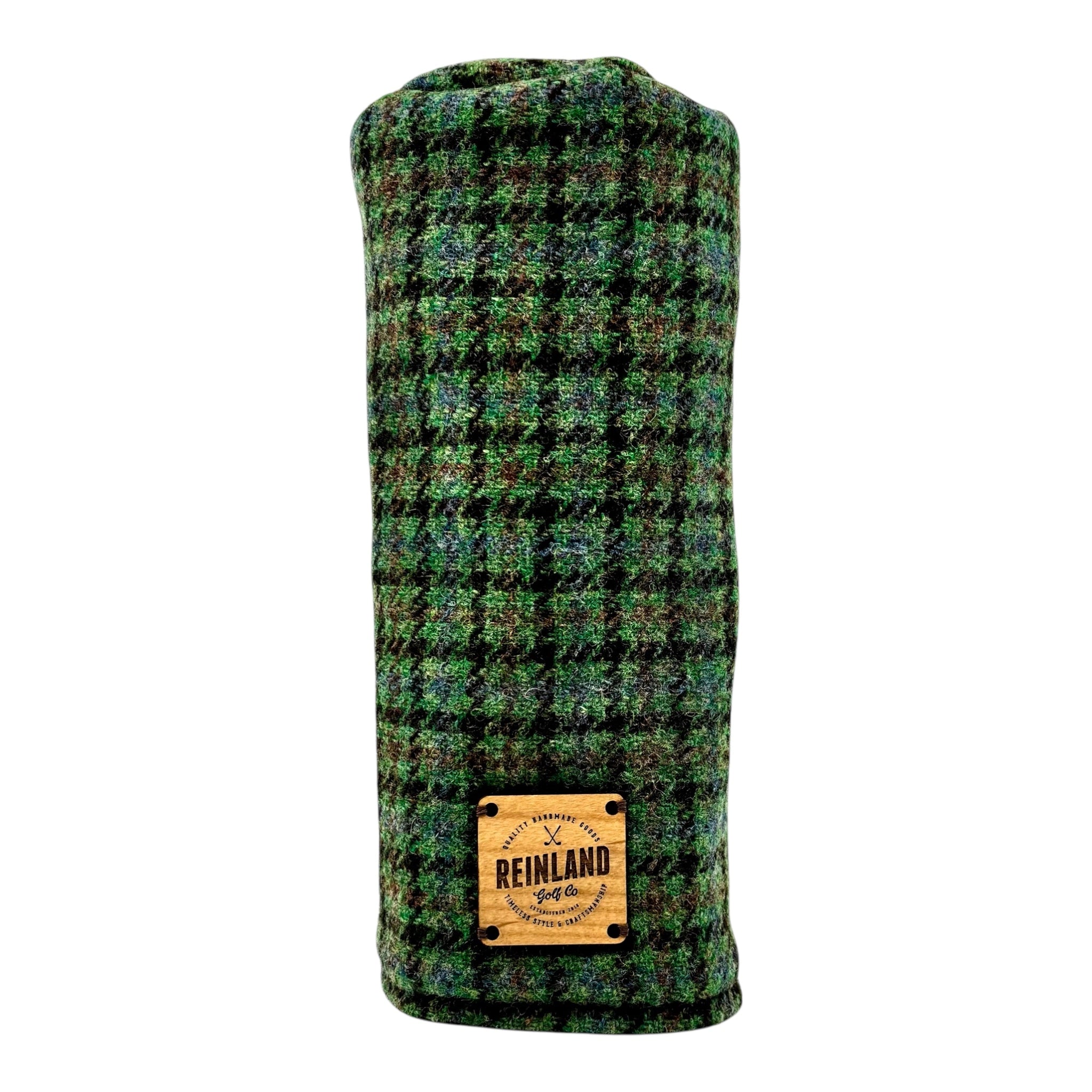 green plaid Harris tweed golf headcover