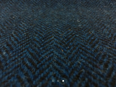 cerulean blue and black herringbone wool