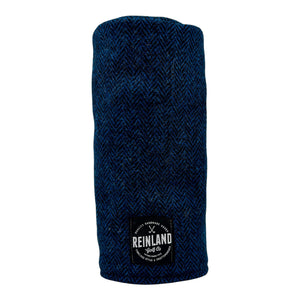 cerulean blue and black Harris tweed herringbone wool fairway golf headcover