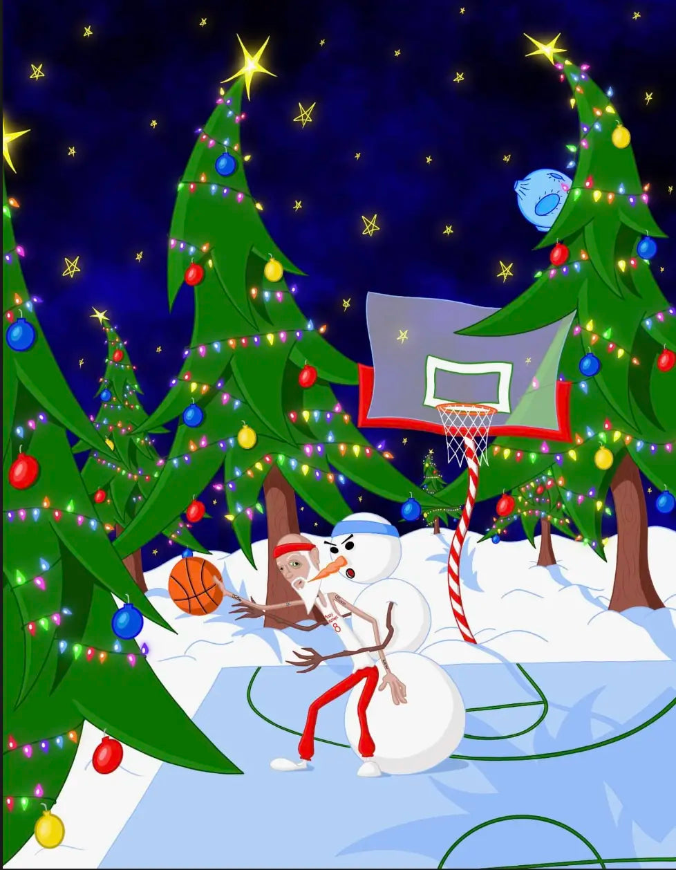 santa vs frosty in basketball