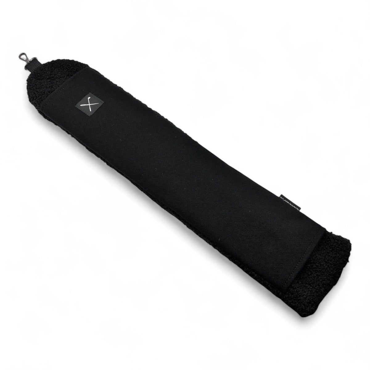 all black wool and sherpa golf bag strap cover