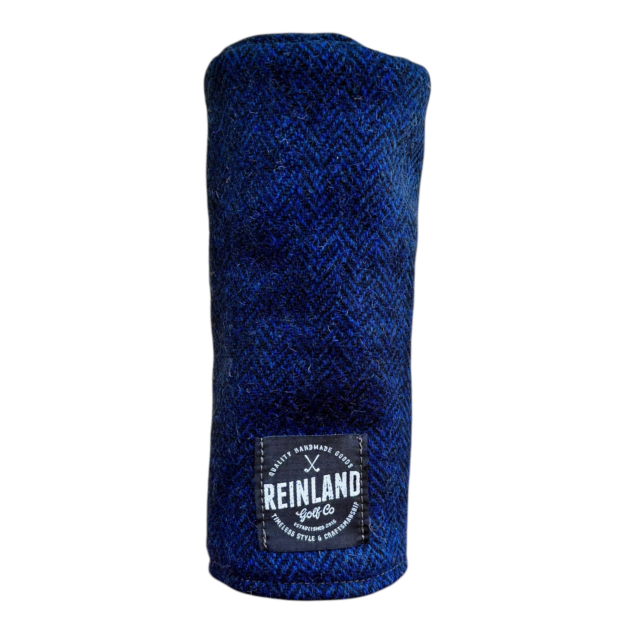 navy blue and black Harris Tweed herringbone golf headcover