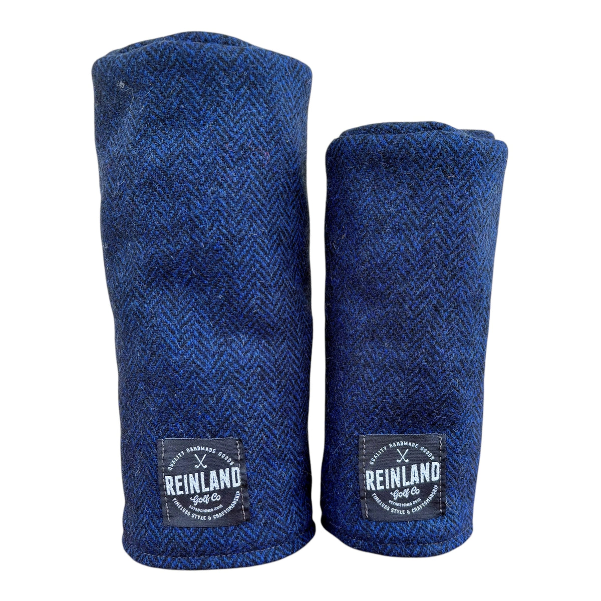 navy blue and black Harris Tweed herringbone golf headcover