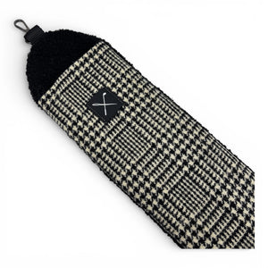 black and white bag strap cover