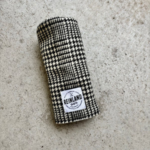 black and white Harris Tweed wool plaid golf headcover