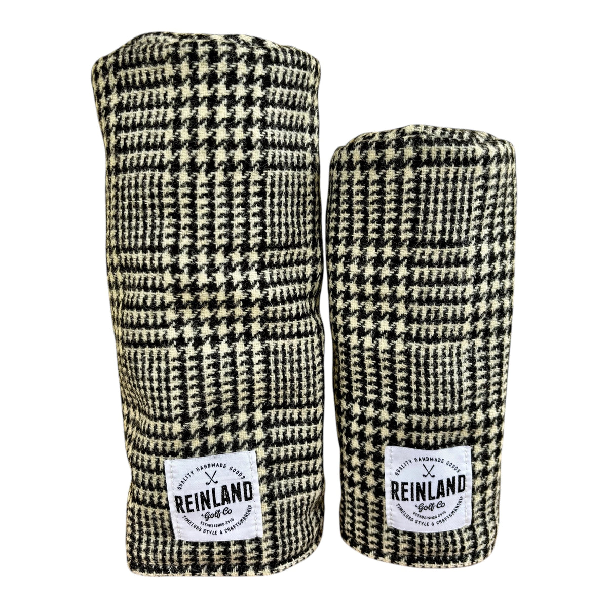 black and white Harris Tweed wool plaid golf headcover