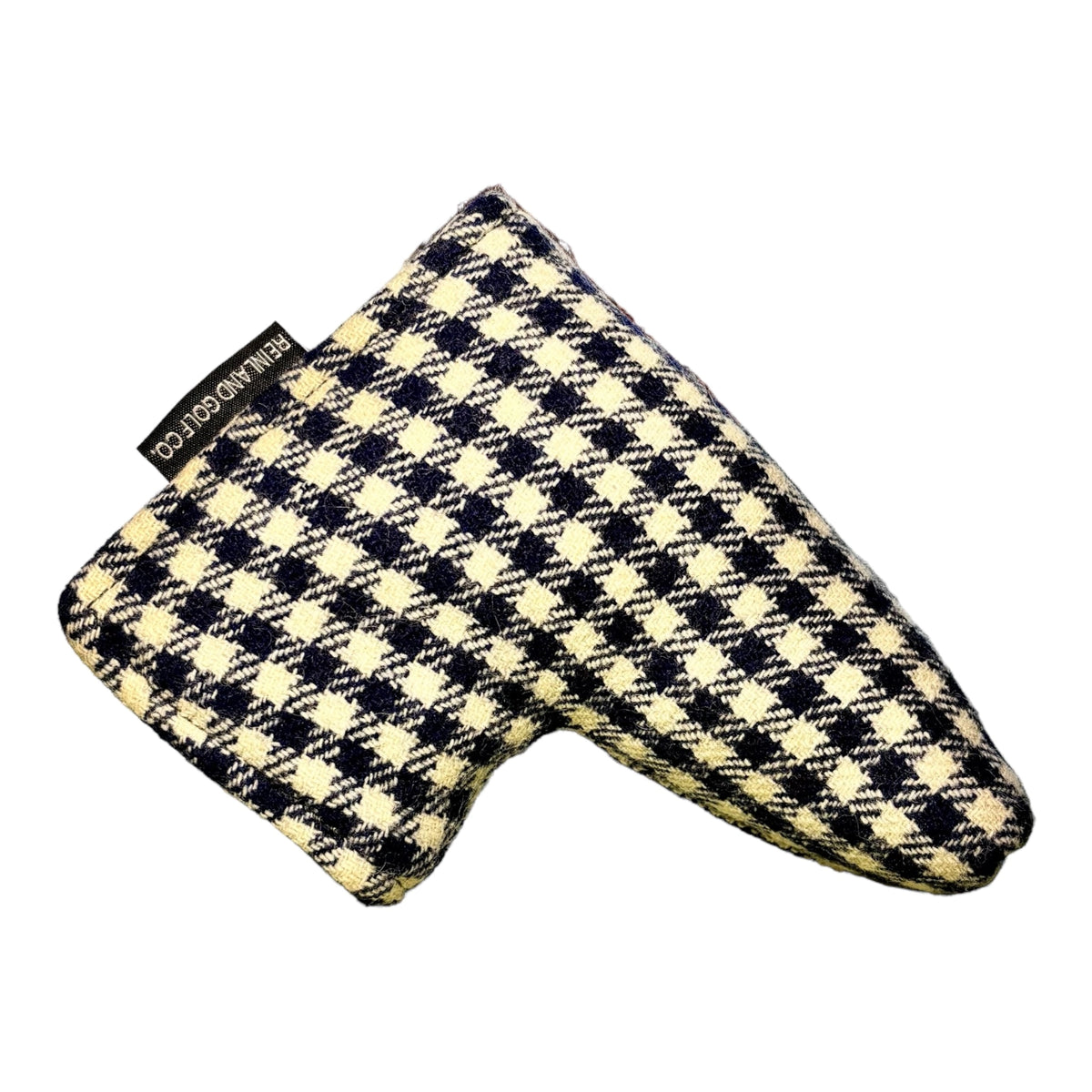 blue and white gingham wool putter cover