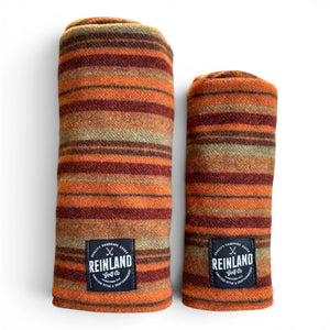 Quinault handmade wool golf headcover by Reinland Golf Co in Pacific Northwest earth-tone striped wool