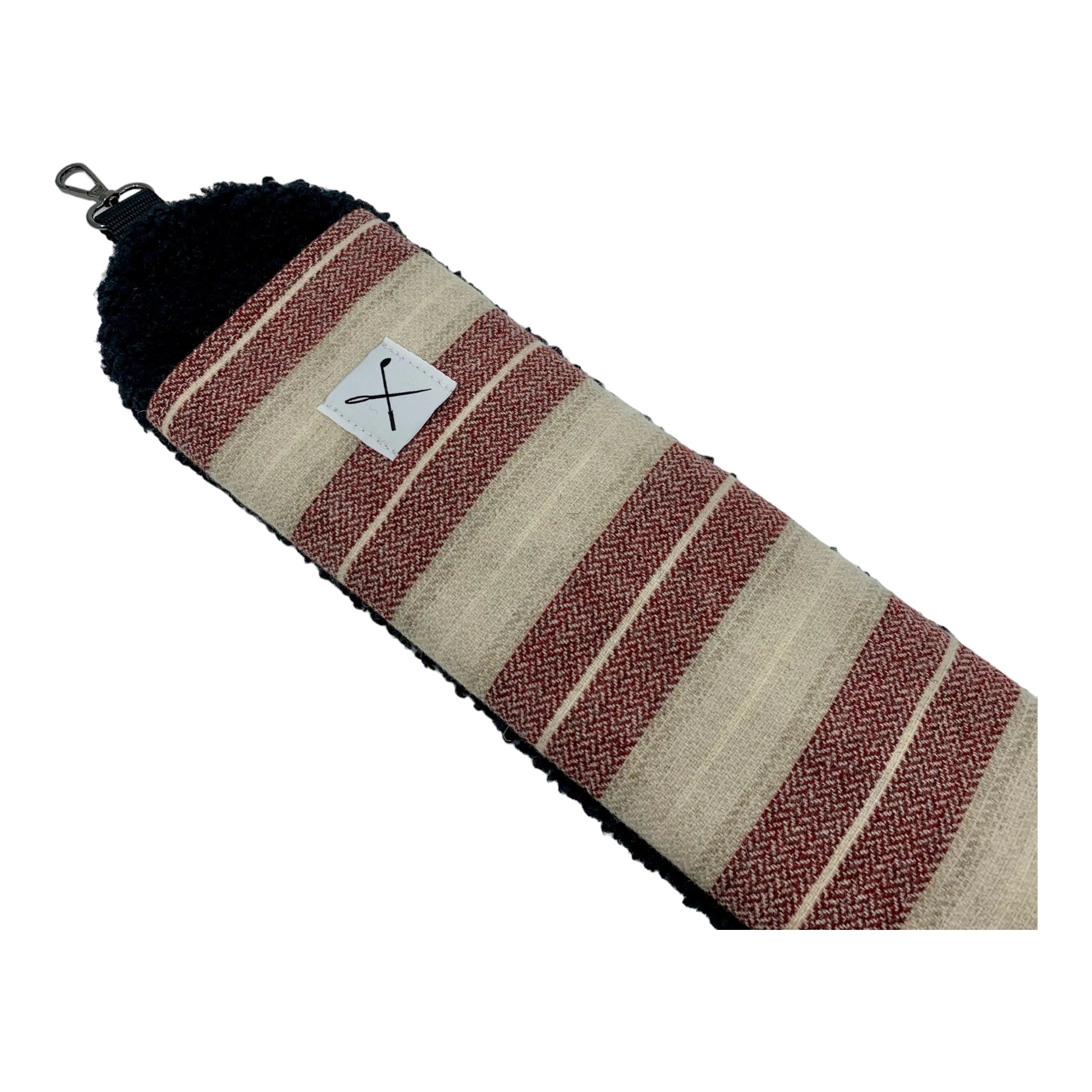 red and cream striped golf bag strap cover