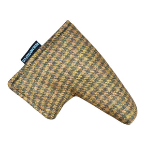 gold and green Harris tweed wool putter cover